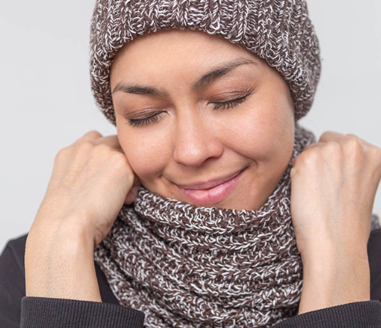 Женский коричневый шарф из конопли и мериноса Uzor Wear